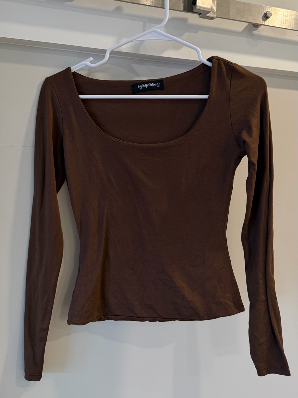 My Outfit Online Chocolate Brown Scoop Neck Long Sleeve Top M